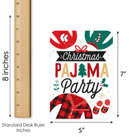 Christmas Pajamas - Bingo Cards and Markers - Holiday Plaid PJ Party Bingo Game - Set of 18