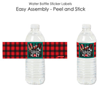 Christmas Pajamas - Holiday Plaid PJ Party Water Bottle Sticker Labels - Set of 20
