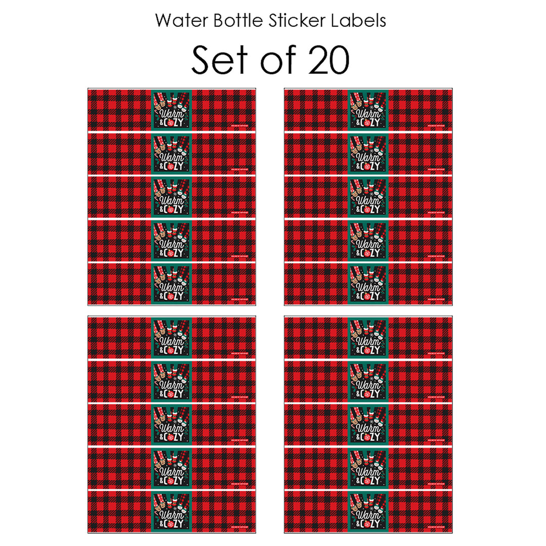 Christmas Pajamas - Holiday Plaid PJ Party Water Bottle Sticker Labels - Set of 20