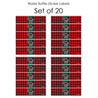Christmas Pajamas - Holiday Plaid PJ Party Water Bottle Sticker Labels - Set of 20