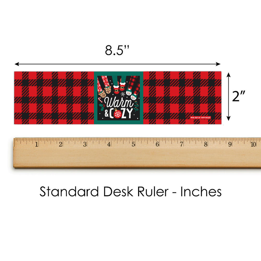 Christmas Pajamas - Holiday Plaid PJ Party Water Bottle Sticker Labels - Set of 20