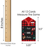 Christmas Pajamas - Holiday Plaid PJ Party Game Pickle Cards - Truth, Dare, Share Pull Tabs - Set of 12