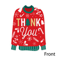Christmas Pajamas - Shaped Thank You Cards - Holiday Plaid PJ Party Thank You Note Cards with Envelopes - Set of 12