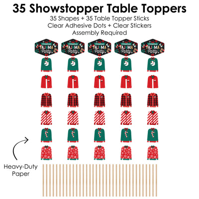 Christmas Pajamas - Holiday Plaid PJ Party Centerpiece Sticks - Showstopper Table Toppers - 35 Pieces