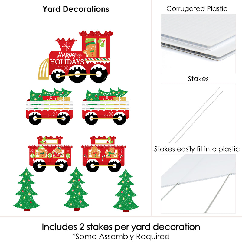 Christmas Train - Yard Sign and Outdoor Lawn Decorations - Holiday Party Yard Signs - Set of 8