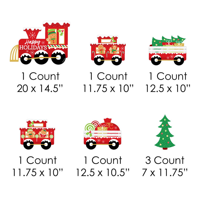 Christmas Train - Yard Sign and Outdoor Lawn Decorations - Holiday Party Yard Signs - Set of 8