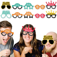 Class Reunion Glasses - Paper Card Stock School Reunion Party Photo Booth Props Kit - 10 Count
