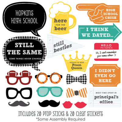 Class Reunion - Personalized Class Reunion Party Photo Booth Props Kit - 20 Count