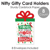Co-Worker Appreciation - Christmas Thank You Employee Staff Money and Gift Card Sleeves - Nifty Gifty Card Holders - Set of 8