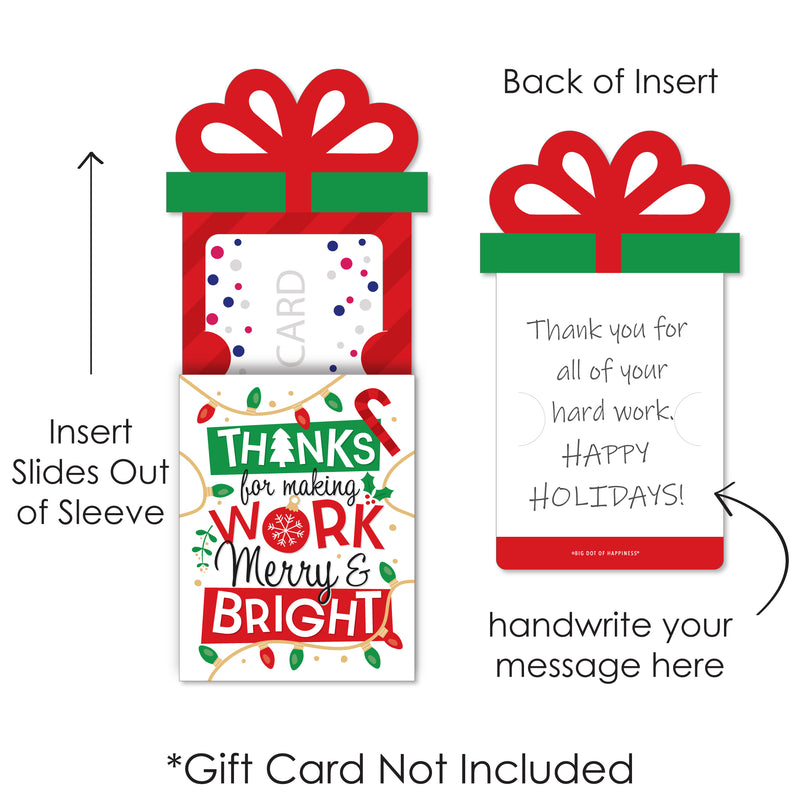 Co-Worker Appreciation - Christmas Thank You Employee Staff Money and Gift Card Sleeves - Nifty Gifty Card Holders - Set of 8