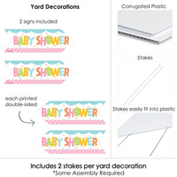 Colorful Baby Shower - Gender Neutral Party Sign Arrow - Double Sided Directional Yard Signs - Set of 2
