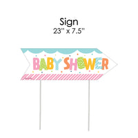Colorful Baby Shower - Gender Neutral Party Sign Arrow - Double Sided Directional Yard Signs - Set of 2