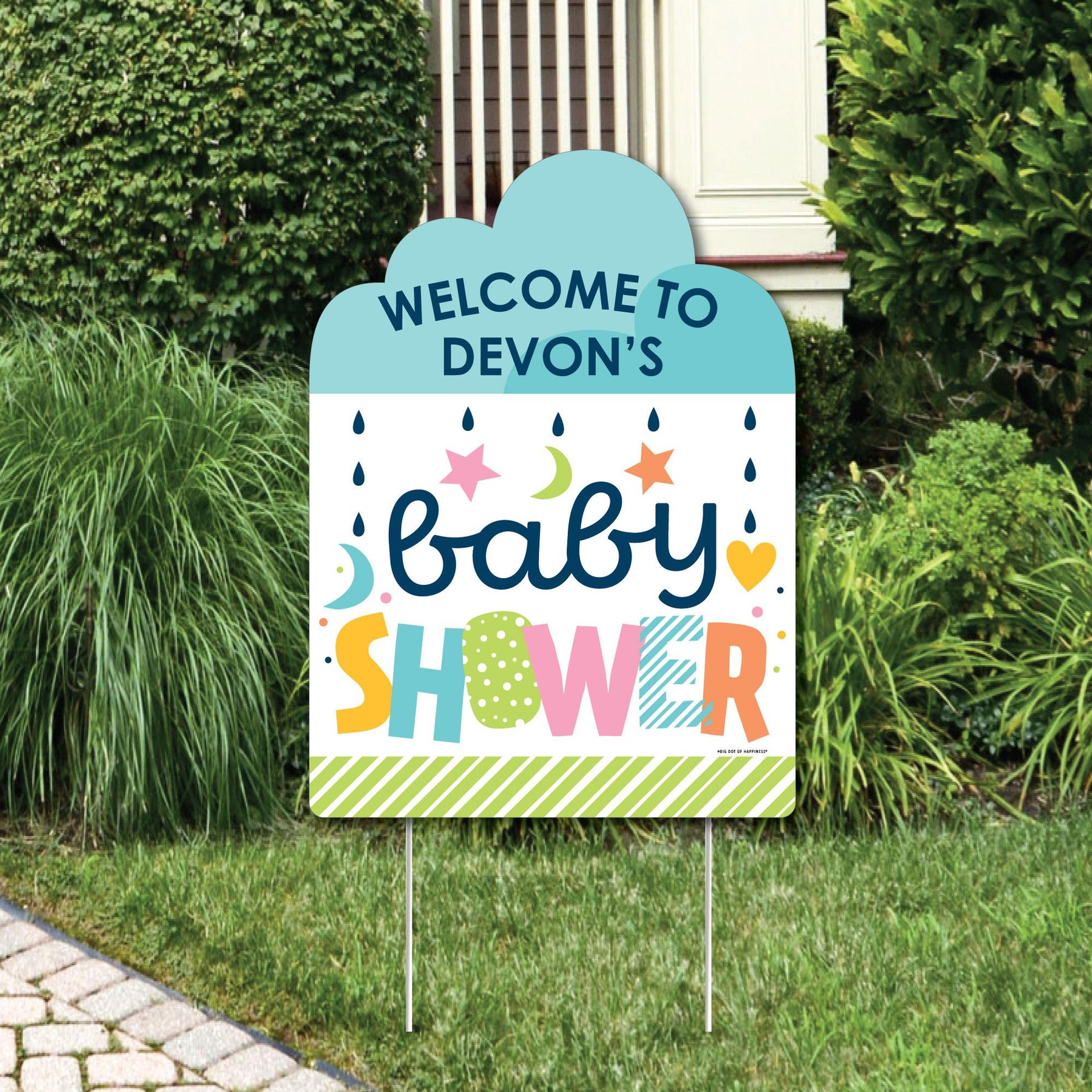 Colorful Baby Shower - Party Decorations - Gender Neutral Party  Personalized Welcome Yard Sign