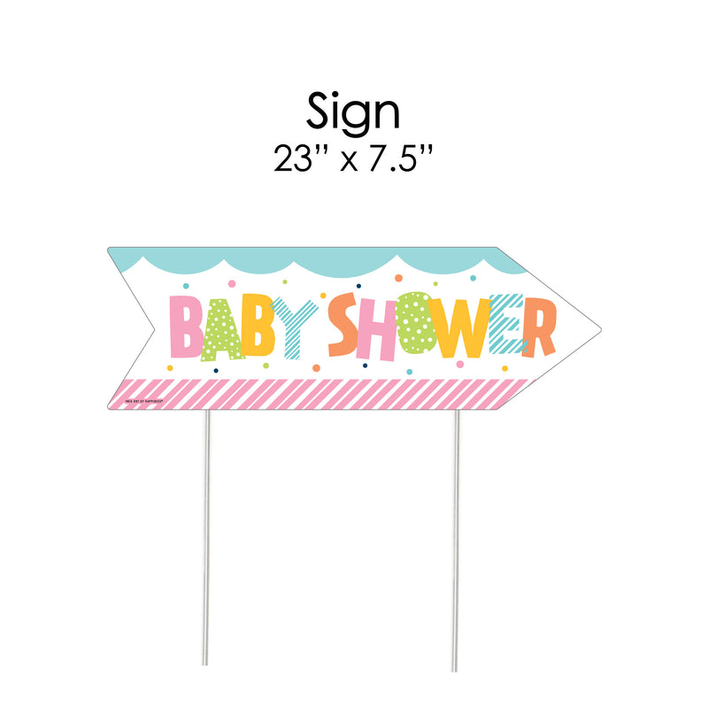 Colorful Baby Shower - Arrow Gender Neutral Party Direction Signs - Double Sided Outdoor Yard Signs - Set of 6