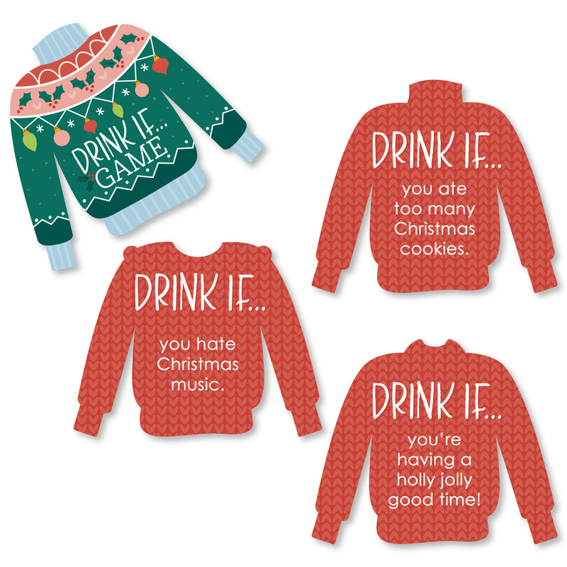 Drink If Game - Colorful Christmas Sweaters - Ugly Sweater Holiday Party Game - 24 Count
