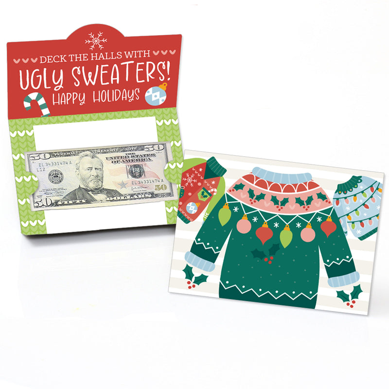 Colorful Christmas Sweaters - Ugly Sweater Holiday Party Money And Gift Card Holders - Set of 8
