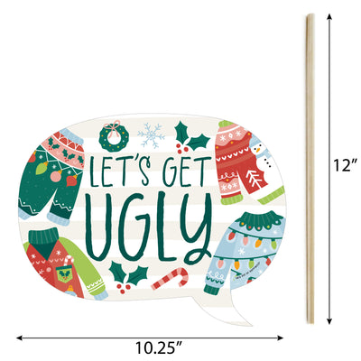 Funny Colorful Christmas Sweaters - Ugly Sweater Holiday Party Photo Booth Props Kit - 10 Piece