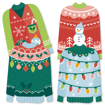 Colorful Christmas Sweaters - Sweater Decorations DIY Ugly Sweater Holiday Party Essentials - Set of 20