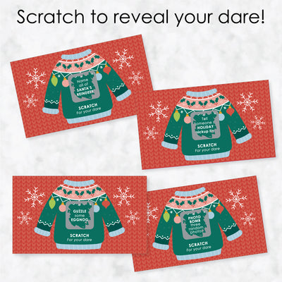 Colorful Christmas Sweaters - Ugly Sweater Holiday Party Game Scratch Off Dare Cards - 22 Count