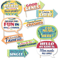 Funny Colorful Family Reunion - Family Gathering Party Photo Booth Props Kit - 10 Piece