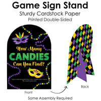 Colorful Mardi Gras Mask - How Many Candies Masquerade Party Game - 1 Stand and 40 Cards - Candy Guessing Game