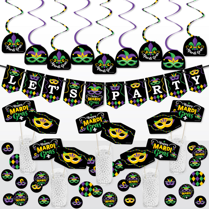 Colorful Mardi Gras Mask - Masquerade Party Supplies Decoration Kit - Decor Galore Party Pack - 51 Pieces