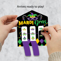 Colorful Mardi Gras Mask - Masquerade Party Game Pickle Cards - Pull Tabs 3-in-a-Row - Set of 12