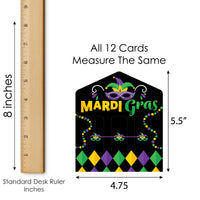 Colorful Mardi Gras Mask - Masquerade Party Game Pickle Cards - Pull Tabs 3-in-a-Row - Set of 12