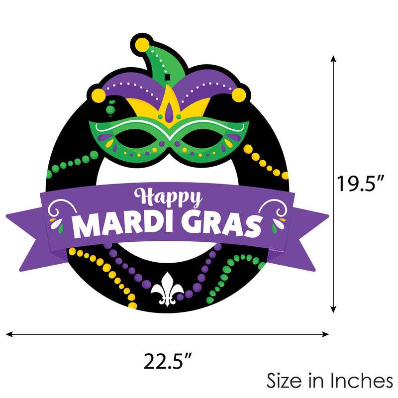 Colorful Mardi Gras Mask - Outdoor Masquerade Party Decor - Front Door Wreath