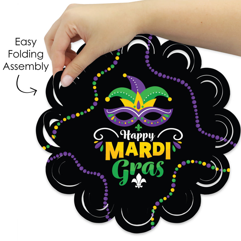 Colorful Mardi Gras Mask - Masquerade Party Round Table Decorations - Paper Chargers - Place Setting For 12