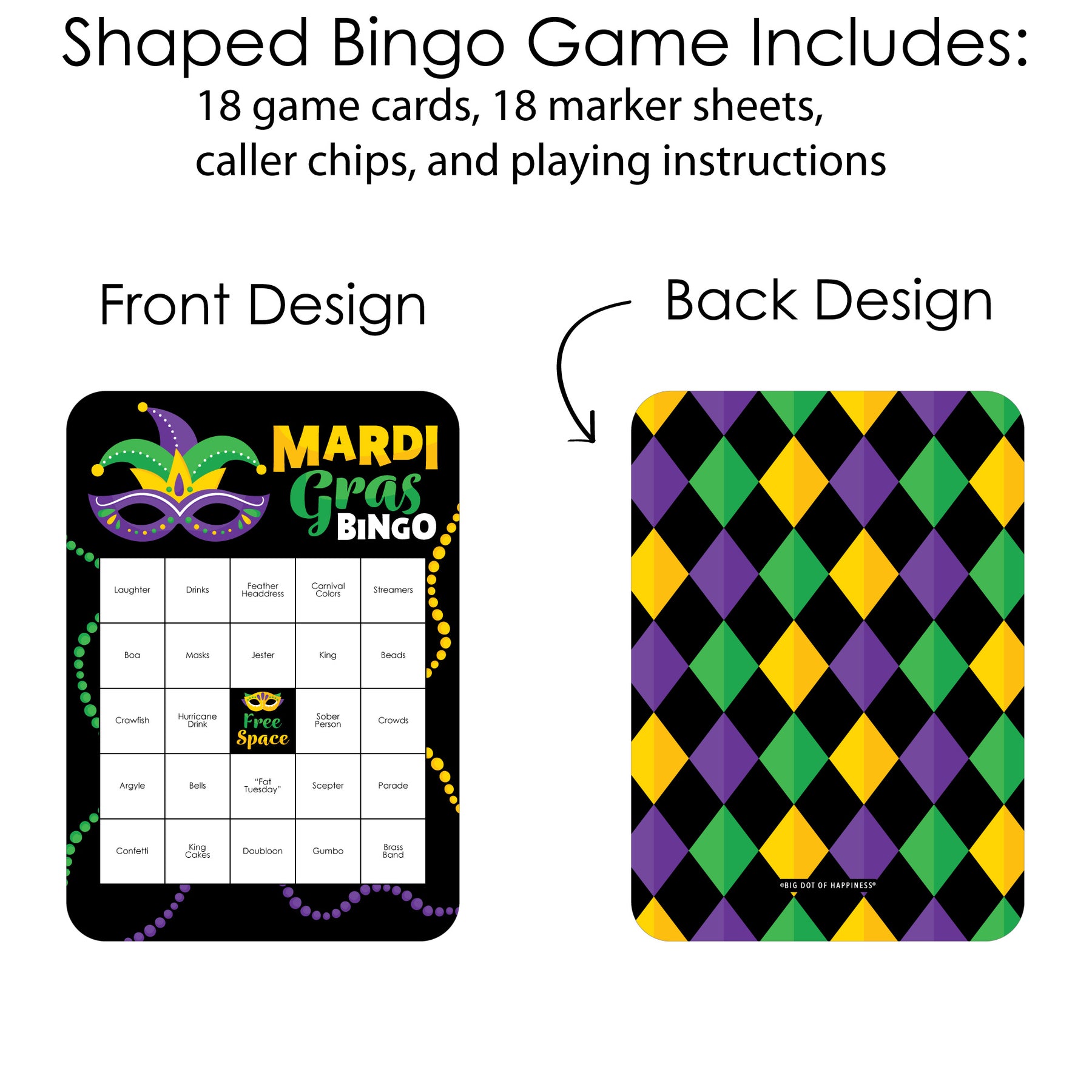 Colorful Mardi Gras Mask - Bingo Cards and Markers - Masquerade Party Bingo Game - Set of 18 | BigDotOfHappiness.com – Big Dot of Happiness LLC colorful-mardi-gras-mask-bingo-cards-and-markers-masquerade-party-bingo-game-set-of-18-bigdotofhappiness-com-big-dot-of-happiness-llc