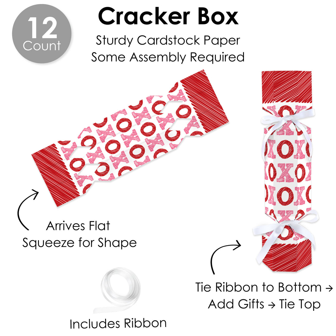 Conversation Hearts - No Snap Valentine’s Day Party Table Favors - DIY Cracker Boxes - Set of 12