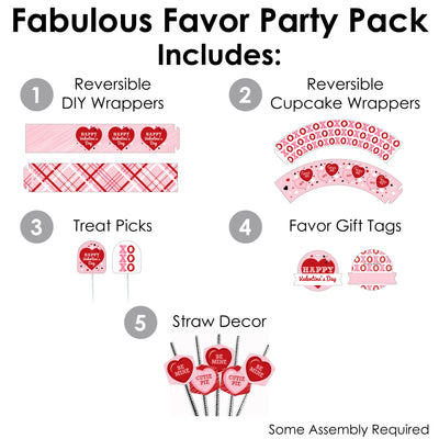Conversation Hearts - Valentine’s Day Party Favors and Cupcake Kit - Fabulous Favor Party Pack - 100 Pieces