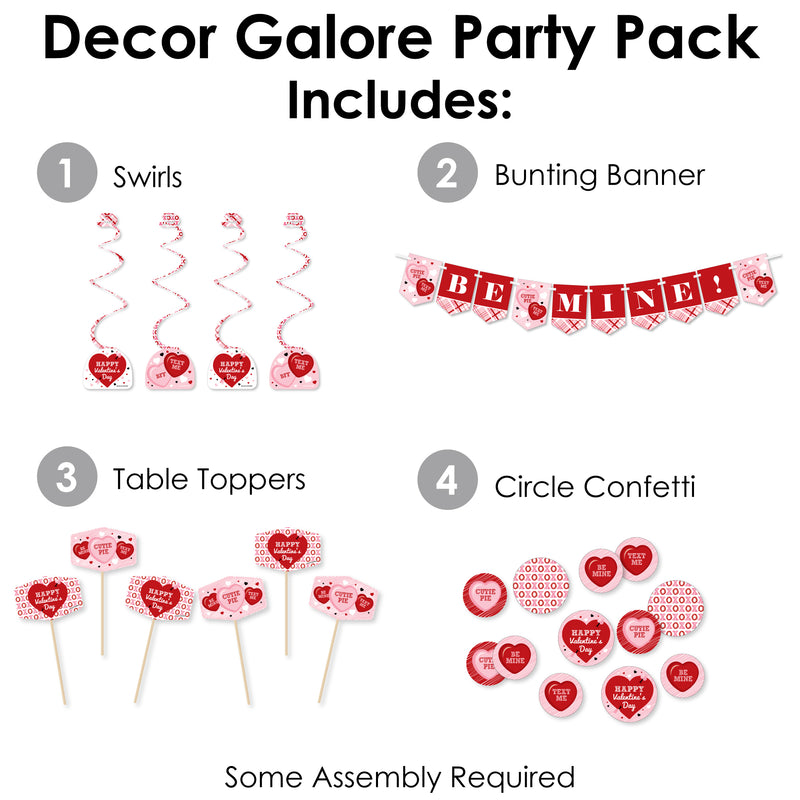 Conversation Hearts - Valentine’s Day Party Supplies Decoration Kit - Decor Galore Party Pack - 51 Pieces