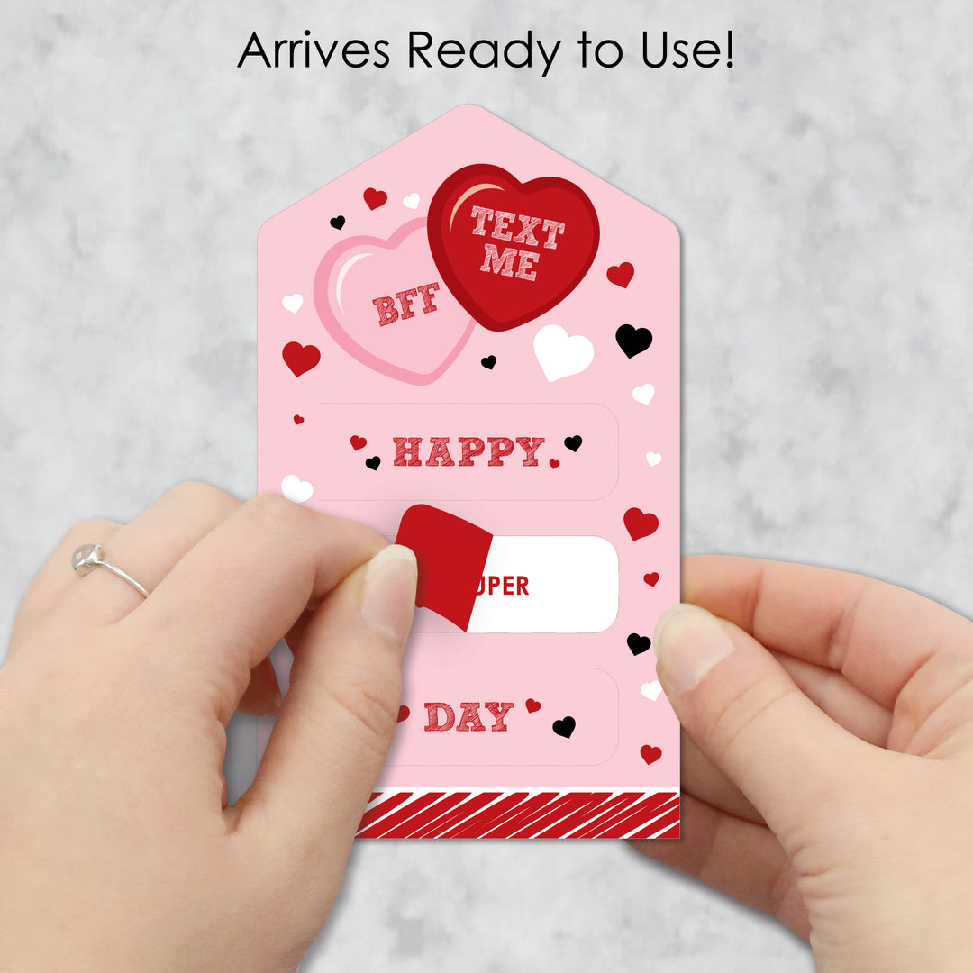 Conversation Hearts - Valentine’s Day Cards for Kids - Happy Valentine’s Day Pull Tabs - Set of 12