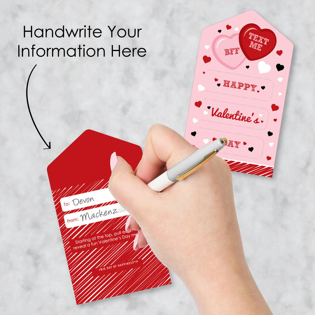 Conversation Hearts - Valentine’s Day Cards for Kids - Happy Valentine’s Day Pull Tabs - Set of 12