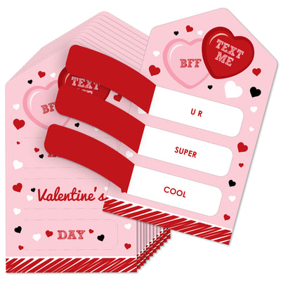 Conversation Hearts - Valentine’s Day Cards for Kids - Happy Valentine’s Day Pull Tabs - Set of 12