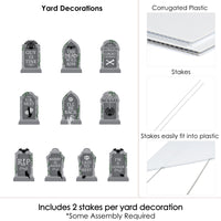 Creepy Cemetery - Lawn Decorations - Outdoor Spooky Halloween Tombstone Party Yard Decorations - 10 Piece