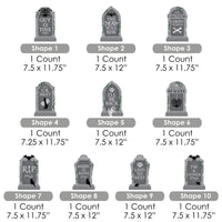 Creepy Cemetery - Lawn Decorations - Outdoor Spooky Halloween Tombstone Party Yard Decorations - 10 Piece