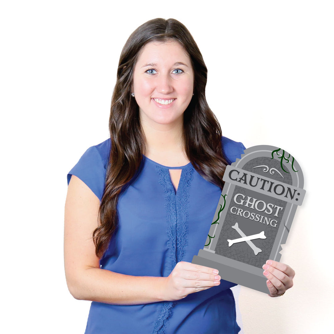 Creepy Cemetery - Lawn Decorations - Outdoor Spooky Halloween Tombstone Party Yard Decorations - 10 Piece