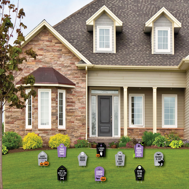 Cute and Colorful Tombstones - Lawn Decorations - Outdoor Kids Halloween Party Yard Decorations - 10 Piece