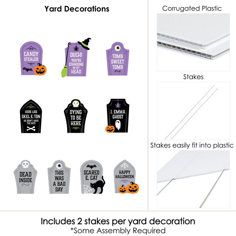 Cute and Colorful Tombstones - Lawn Decorations - Outdoor Kids Halloween Party Yard Decorations - 10 Piece
