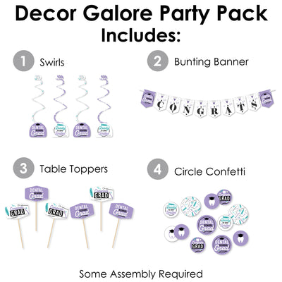 Dental School Grad - Dentistry and Hygienist Graduation Party Supplies Decoration Kit - Decor Galore Party Pack - 51 Pieces