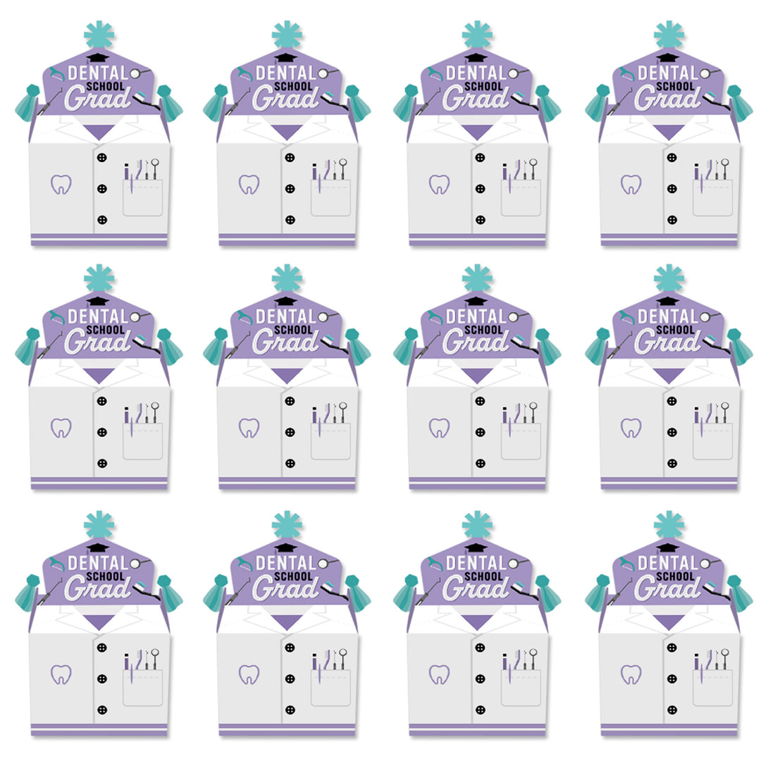 Dental School Grad - Treat Box Party Favors - Dentistry and Hygienist Graduation Party Goodie Gable Boxes - Set of 12