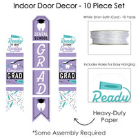 Dental School Grad - Hanging Vertical Paper Door Banners - Dentistry and Hygienist Graduation Party Wall Decoration Kit - Indoor Door Decor