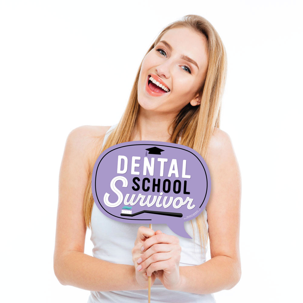 Funny Dental School Grad - Dentistry and Hygienist Graduation Party Photo Booth Props Kit - 10 Piece