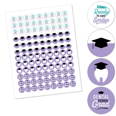 Dental School Grad - Dentistry and Hygienist Graduation Party Round Candy Sticker Favors - Labels Fit Chocolate Candy (1 sheet of 108)