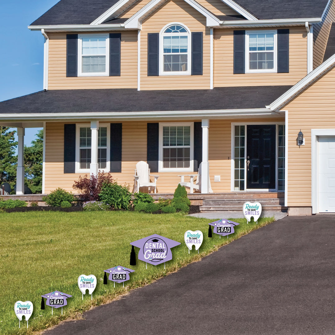 Dental School Grad - Yard Sign and Outdoor Lawn Decorations - Dentistry and Hygienist Graduation Party Yard Signs - Set of 8