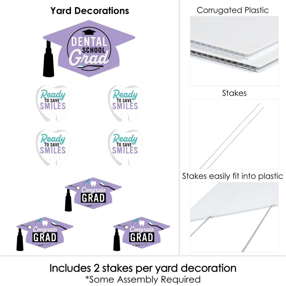 Dental School Grad - Yard Sign and Outdoor Lawn Decorations - Dentistry and Hygienist Graduation Party Yard Signs - Set of 8
