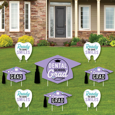 Dental School Grad - Yard Sign and Outdoor Lawn Decorations - Dentistry and Hygienist Graduation Party Yard Signs - Set of 8